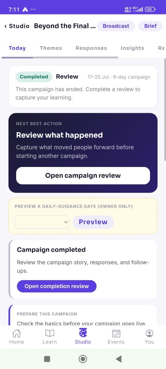 DM Hub campaign workspace screen