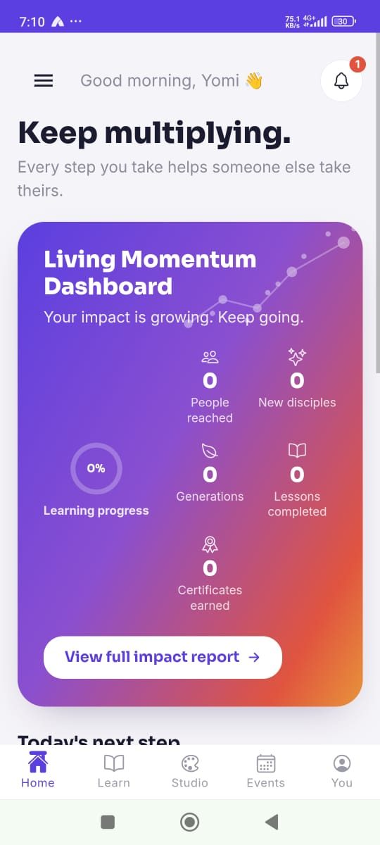 DM Hub impact dashboard on a mobile device